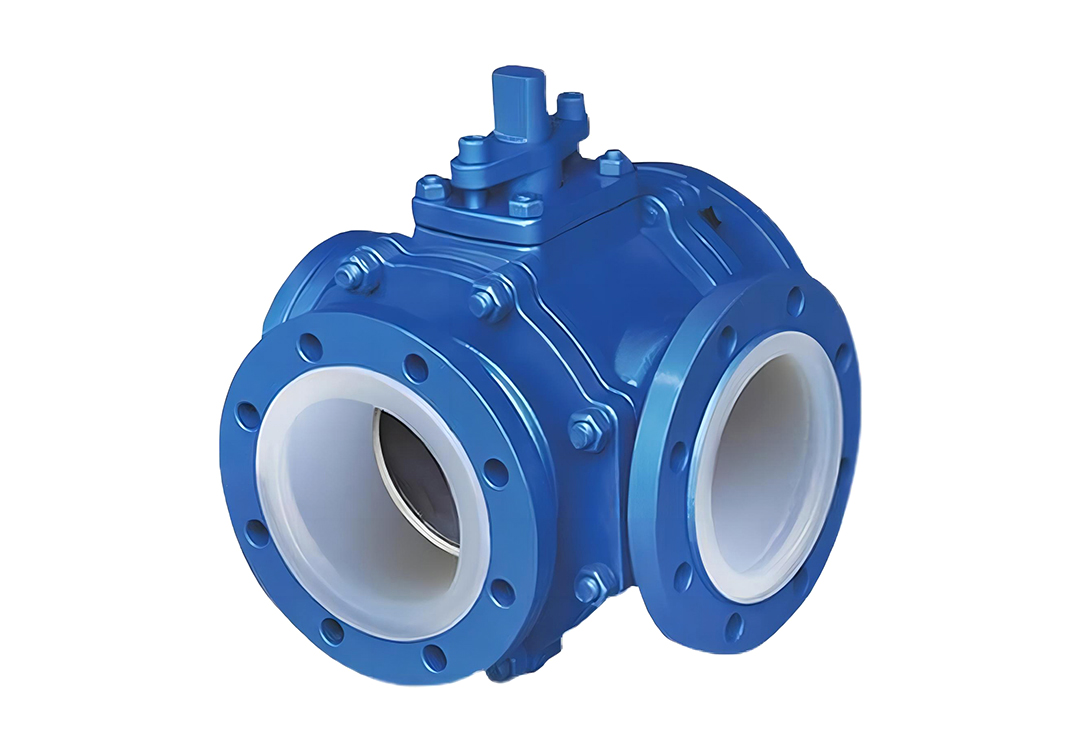 Carbon Steel PTFE-Lined Three-Way Flanged Ball Valve