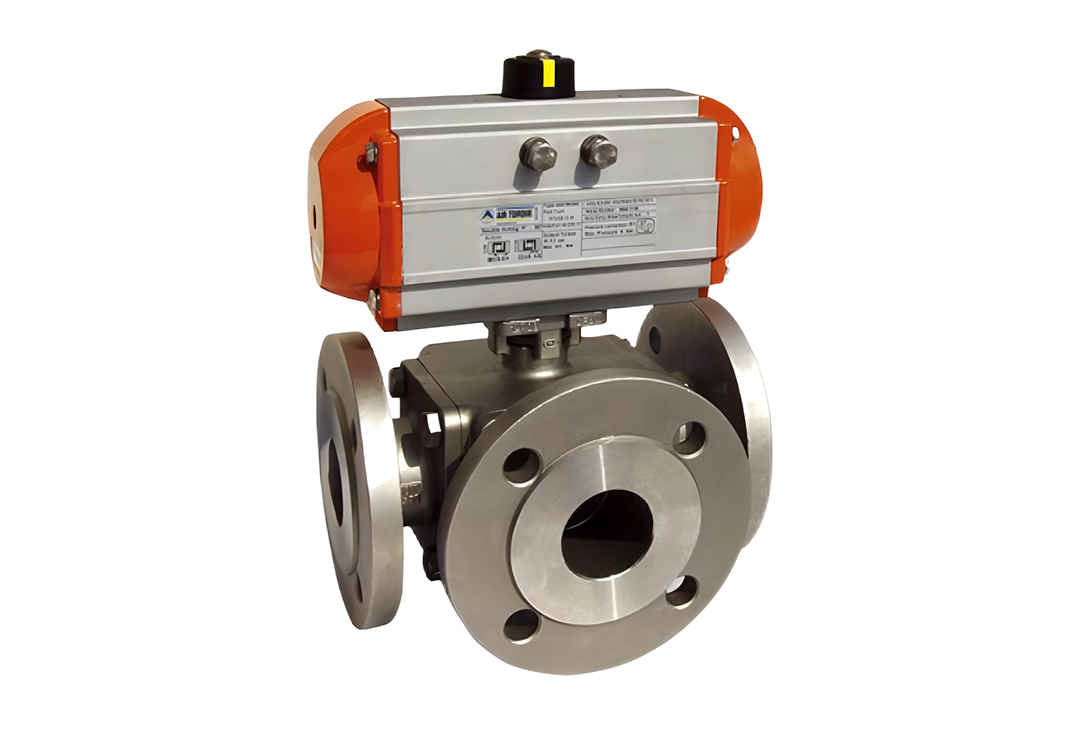 Pneumatic Flanged L-Type Three-Way Ball Valve