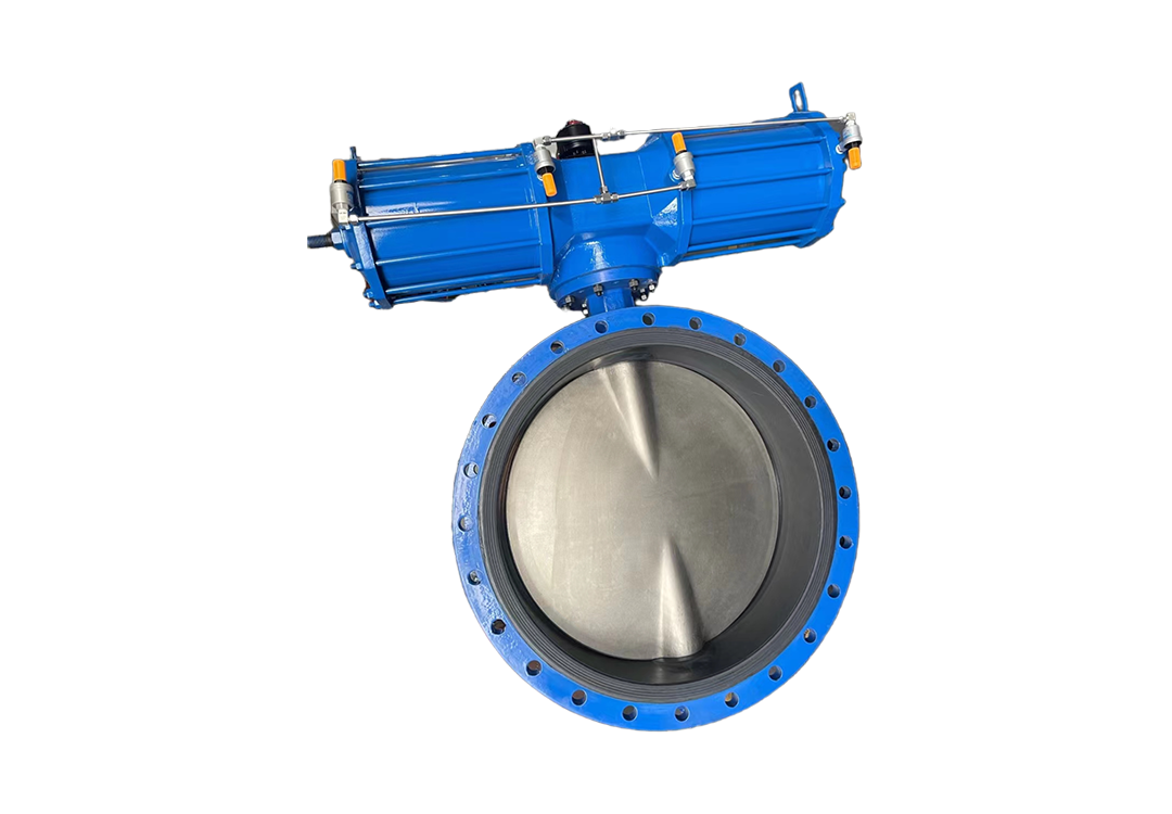 Pneumatic Operated Large Diameter Flanged Rubber-Lined Concentric Butterfly Valve